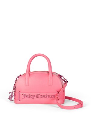 Borsa sintetica rosa con forma arrotondata, doppi manici corti, tracolla regolabile, finitura testurizzata e dettaglio del logo "Juicy Couture".