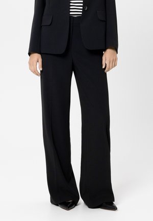 Luisa Cerano, LUISA CERANO WIDELEG-PANTS AUS TECHNO-SABLÉ - Stoffhose - black