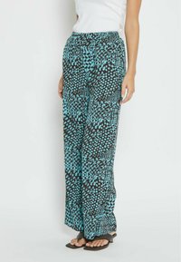 Desires ENUR HIGH WAISTED WIDE PANT - Pantalon classique - crystal teal print