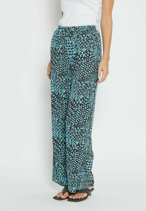 Desires ENUR HIGH WAISTED WIDE PANT - Kelnės - crystal teal print