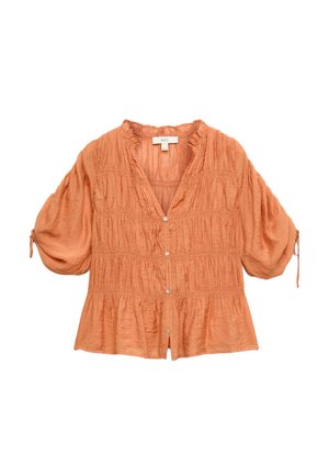 Marks & Spencer, V-NECK SHIRRED BUTTON THROUGH BLOUSE - Blouse - orange