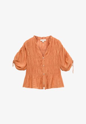 Marks & Spencer, V-NECK SHIRRED BUTTON THROUGH BLOUSE - Bluse - orange