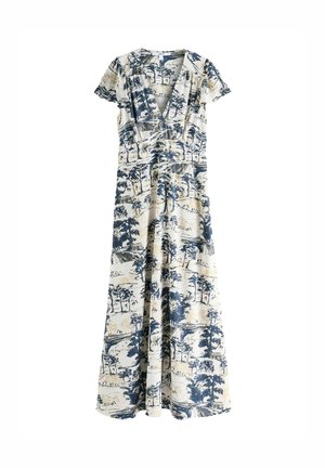 REGULAR FIT FLUTTER SLEEVE TIE WAIST - Maxi ruha - blue vintage print