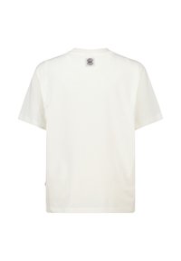 Valkoinen, lyhythihainen T-paita, jossa on pyöreä pääntie. Valmistettu puuvillasta, takaosassa on etiketti ja se on muotoiltu rentoon istuvuuteen.