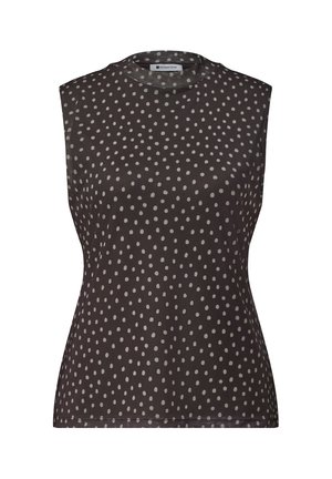Street One, TURTLE NECK TOP AUS MESH MIT PRINT - Top - black coffee