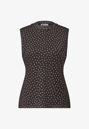 Street One, TURTLE NECK TOP AUS MESH MIT PRINT - Top - black coffee