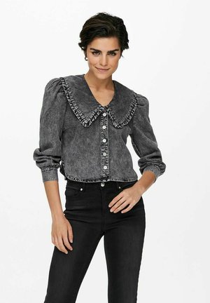 Button-down blouse - grey denim