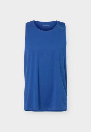 Blå ermeløs atletisk singlet med rund hals og liten "BORG"-logo på venstre skulder.