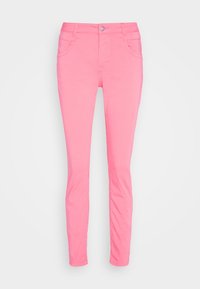 Jean rose slim en mélange de coton. Doté de cinq poches, d'une taille avec passants pour ceinture et d'une fermeture à bouton sur le devant.