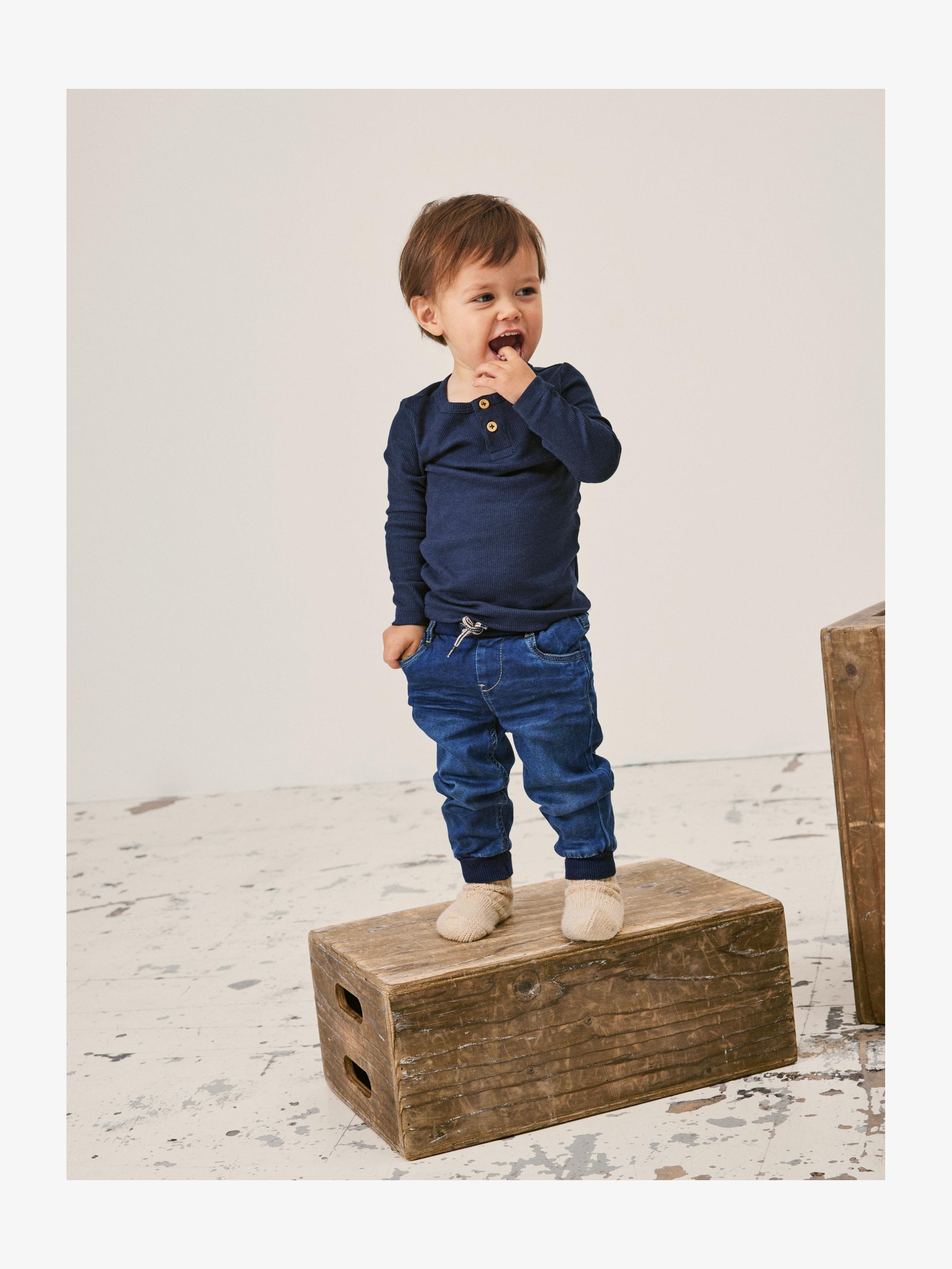 NAME IT Maglia A Maniche Lunghe Bambina - Slim Fit, Girocollo, Colore Blu Scuro (Dark Sapphire), 95% Cotone