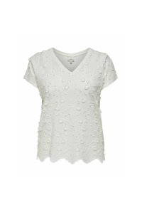 ONLY Carmakoma V-AUSSCHNITT CURVE  - Camiseta estampada - cloud dancer