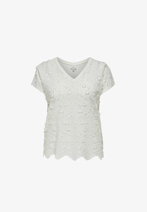 ONLY Carmakoma V-AUSSCHNITT CURVE - T-shirts print - cloud dancer