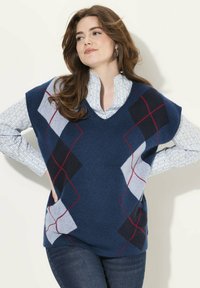 Ulla Popken V-NECK  - Triko s potiskem - navy blue