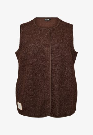 Active by Zizzi, FLEECEWESTE MIT DRUCKKNÖPFEN UND SEITENTASCHEN - Γιλέκο - braun
