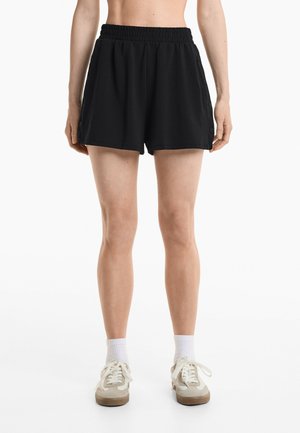 SOFT TOUCH WIDE-LEG BUTTON - Kratke hlače - black