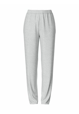 Pantalon de survêtement gris avec une taille élastique, design de jambes fuselées, texture douce et sans motifs ni détails matériels visibles.