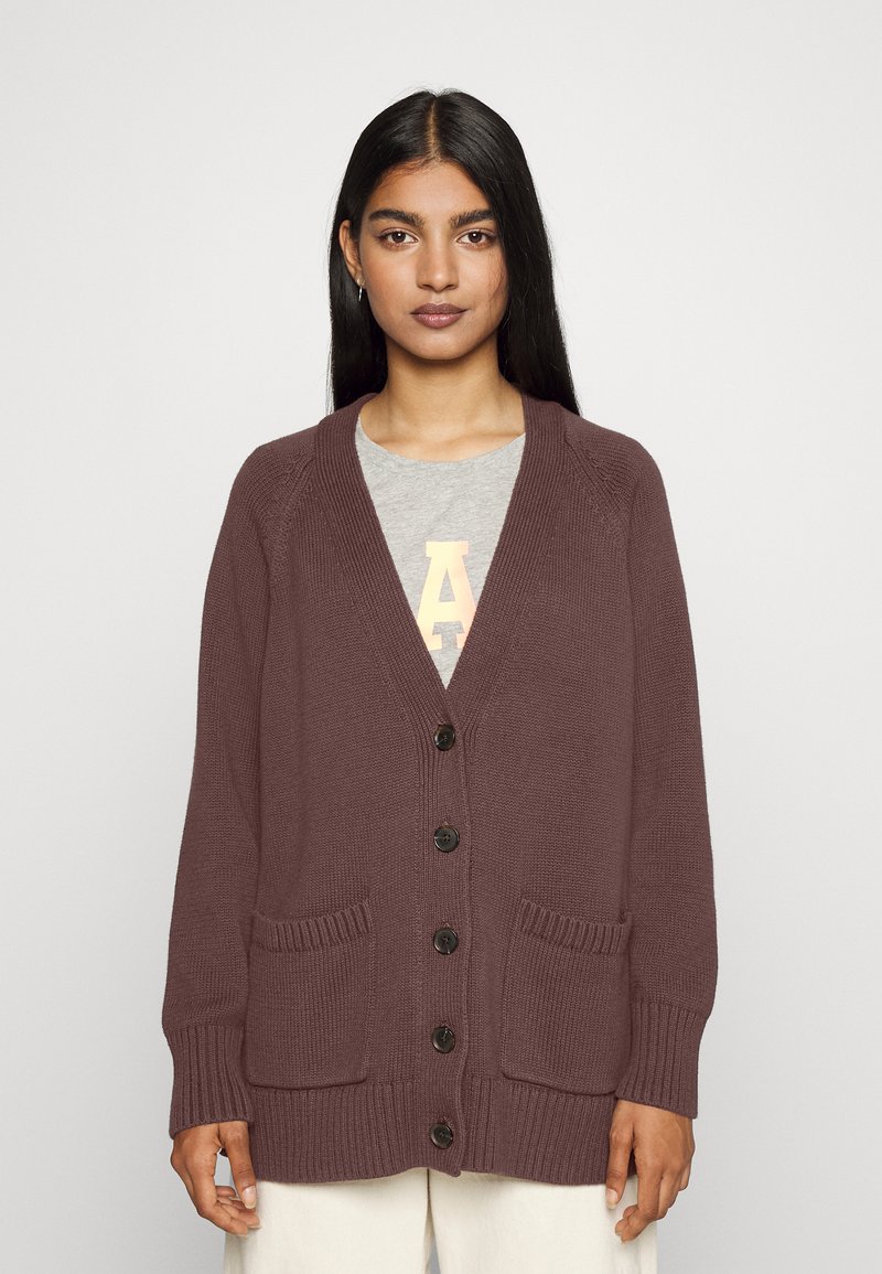 GAP Petite POCKET CARDIGAN Cardigan espresso/lyseblå denim Zalando.no