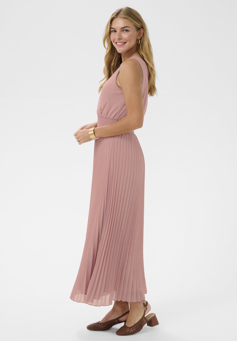 dusty pink dress with rose gold shoes Stretchable One Shoulder Drop Waist Maxi Dress main image 1