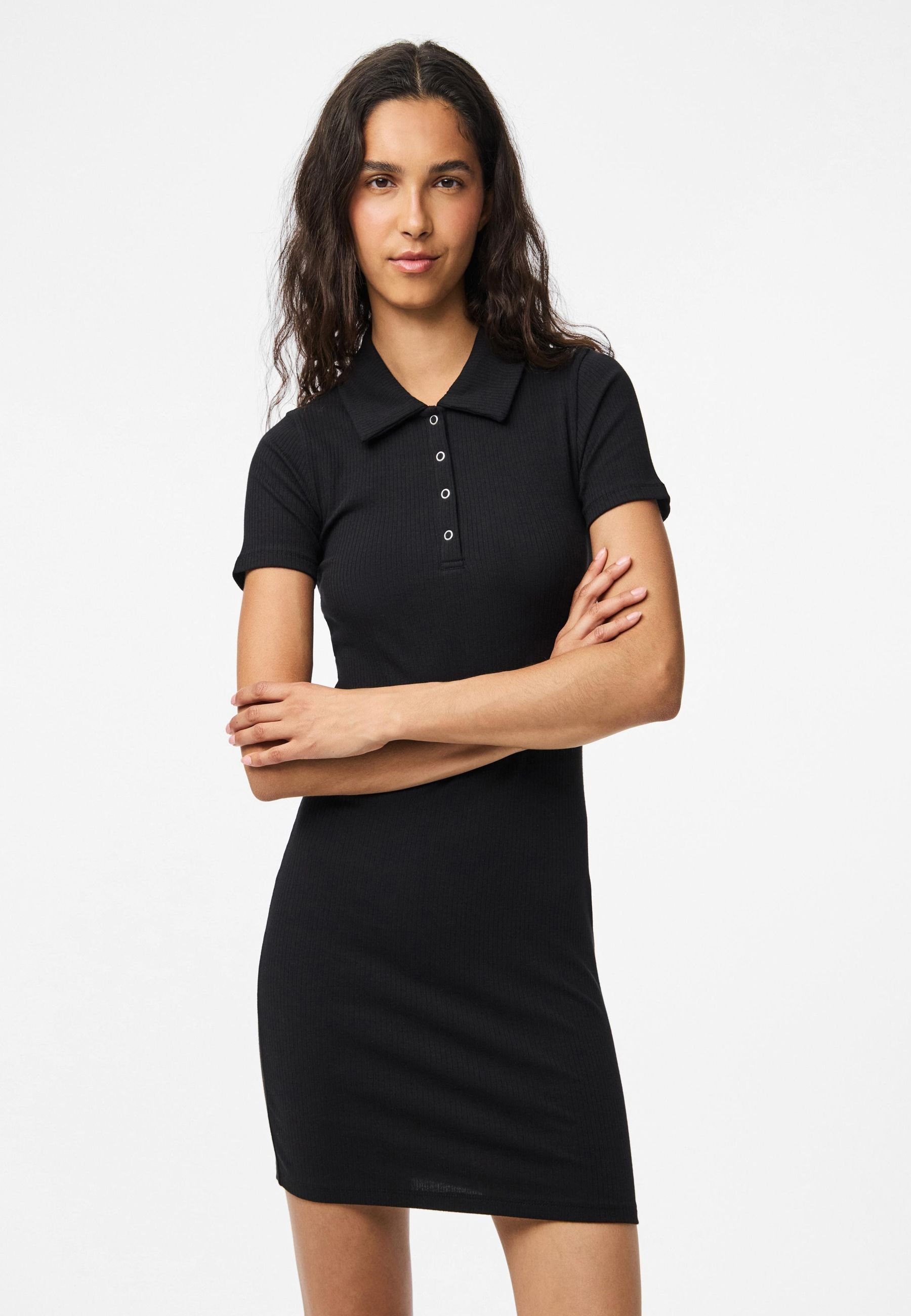 Pieces PCKITTE POLO SHORT NOOS - Shift dress - black - Zalando.ie
