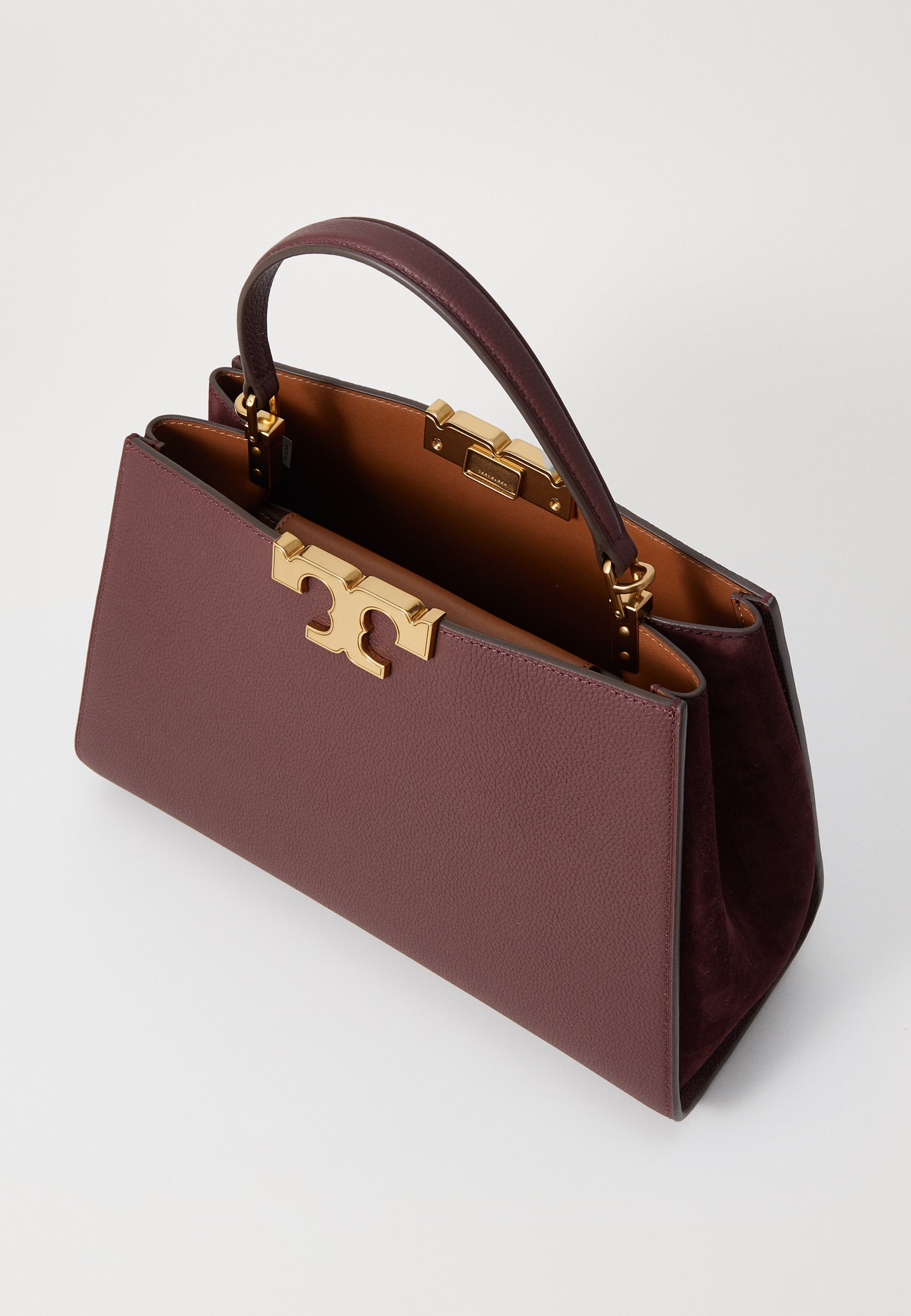 Tory Burch ELEANOR PEBBLED SATCHEL - Handbag - dark cabernet/brown