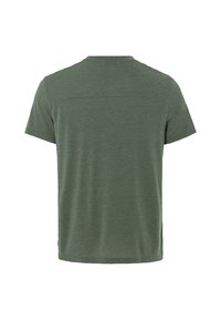 Korte mouw t-shirt in olijfgroen, gemaakt van lichte stof met een gladde textuur, met een ronde hals en een eenvoudige achterkant.