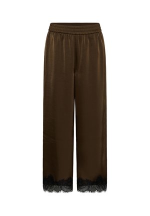 Kaffe, KATHILDE - Bukser - seal brown black lace