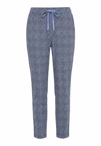Blågrå mønstrede afslappede bukser med snøre foran og elastisk talje, straight-fit ben.