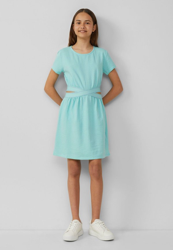 STRUKTURIERTES MIT CUT-OUT - Jerseykleid - helles türkis