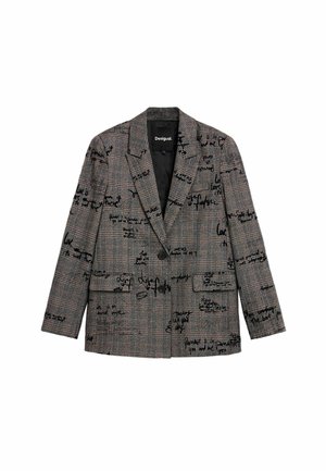 Desigual, TEXTURED CHECKED COAT - Blazer - black