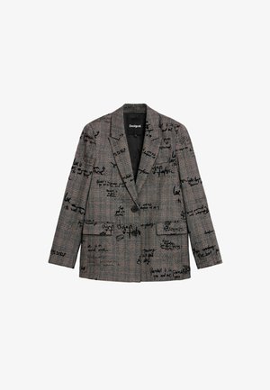 Desigual, TEXTURED CHECKED COAT - Blazer - black