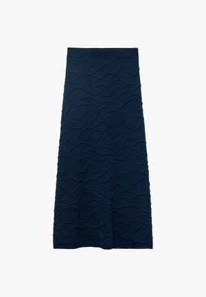 Gonna a maglia blu navy con un motivo a onde texture, dal design a lunghezza media e cintura elastica per il massimo comfort.