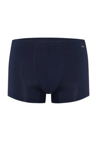 Námořnické modré pánské boxerky, vyrobené z měkké látky s hladkou strukturou. Mají tvarovaný přední prostor a minimální švy.