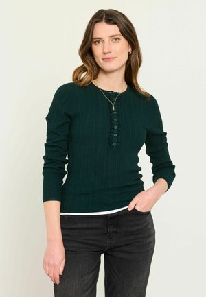 FatFace, KNITTED FRILL FRONT HENLEY - Jumper - jade green