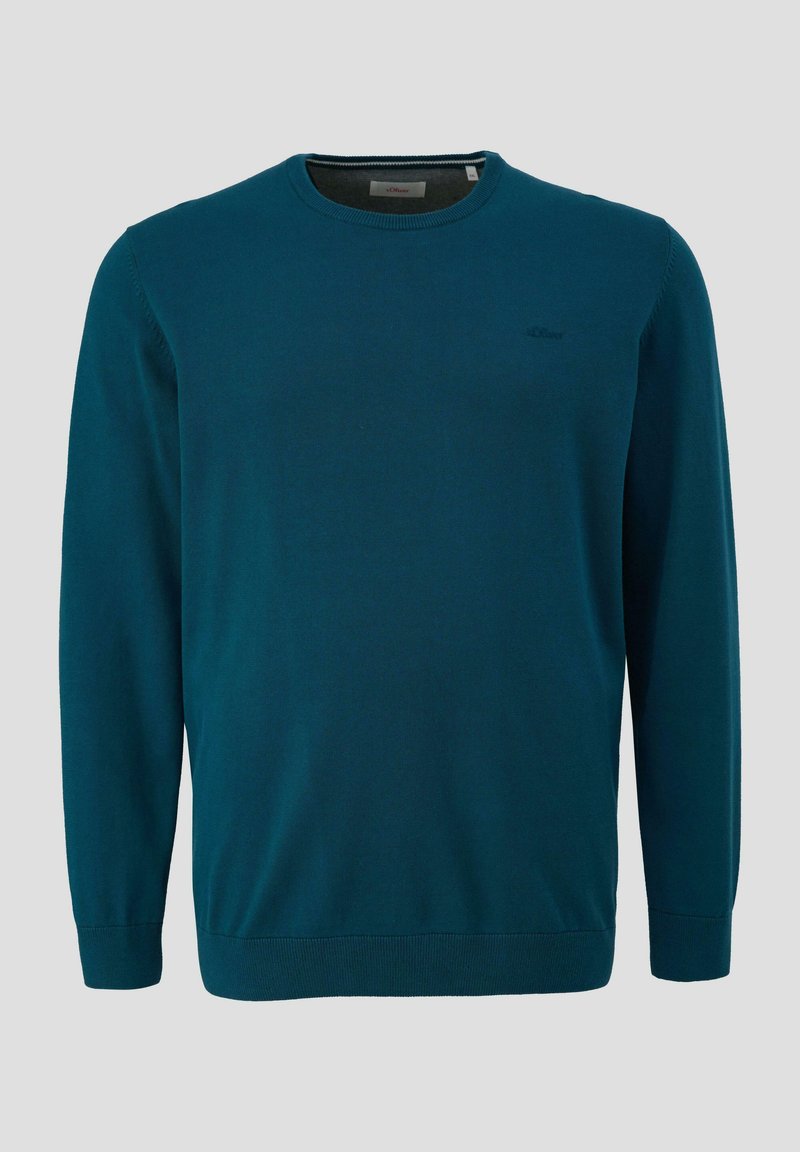 Crew Neck S Oliver Herren Sweatshirt MIT LOGO-DETAIL Jumper Petrol