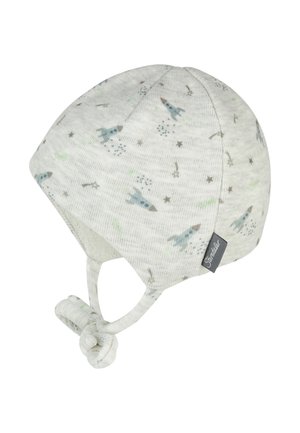 Sterntaler, BEANIE BEDRUCKT MIT RAKETEN, ANGESCHNITTENEN OHRENKLAPPEN UND BINDEBAND - Beanie - silber-coloured