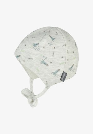 Sterntaler, BEANIE BEDRUCKT MIT RAKETEN, ANGESCHNITTENEN OHRENKLAPPEN UND BINDEBAND - Beanie - silber-coloured