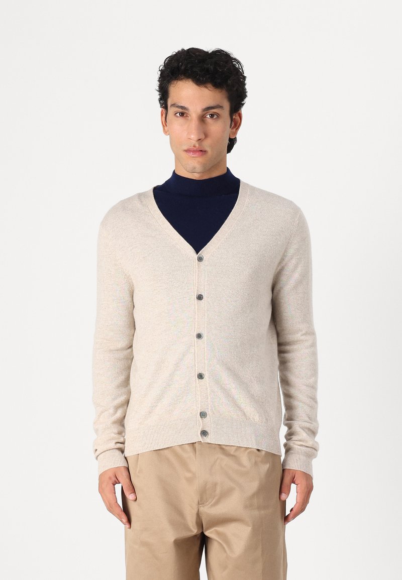 pure cashmere MEN V NECK CARDIGAN - Kardigan - oatmeal