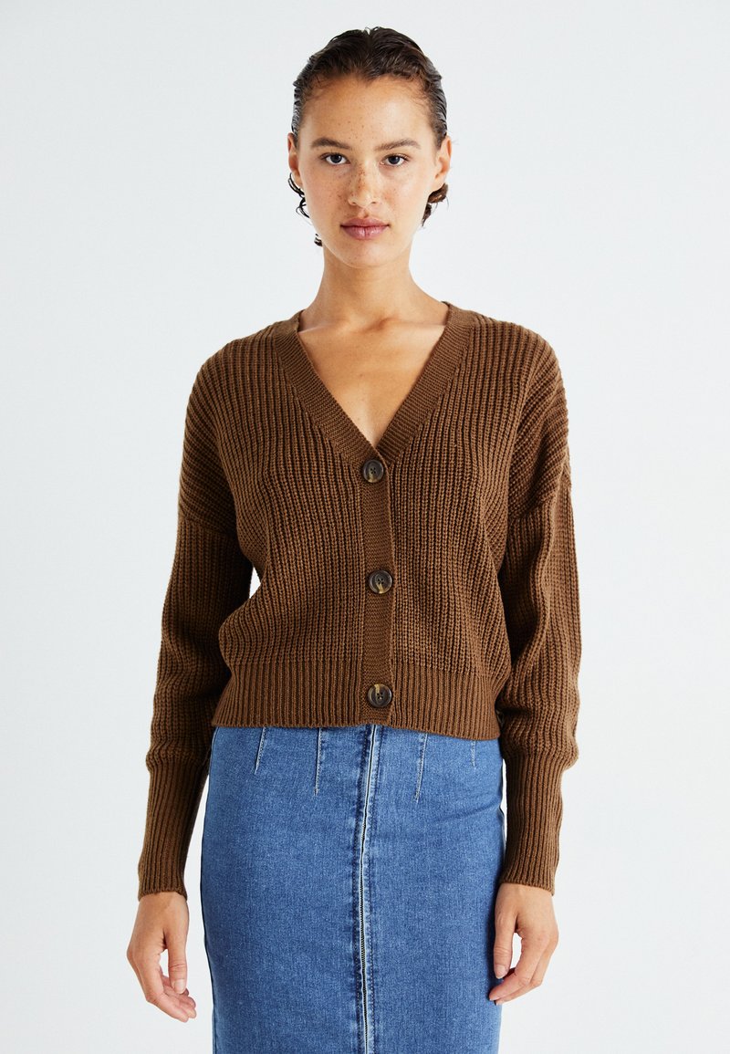 Vero Moda VMLEA V NECK CUFF - Kardigan - pinecone