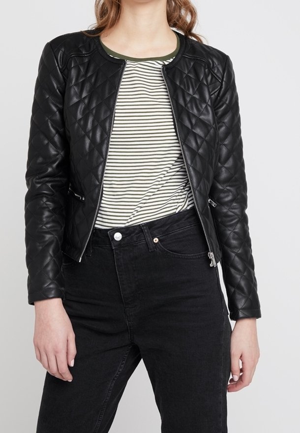 JDY Veste en similicuir - black