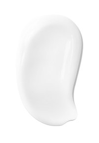 Crème blanche avec une texture lisse et brillante, façonnée de manière organique avec des bords arrondis, présentant une apparence douce et fluide.