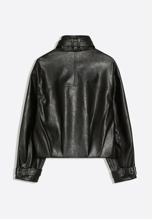 Bershka, FUNNEL-NECK JACKET - Veste en similicuir - black