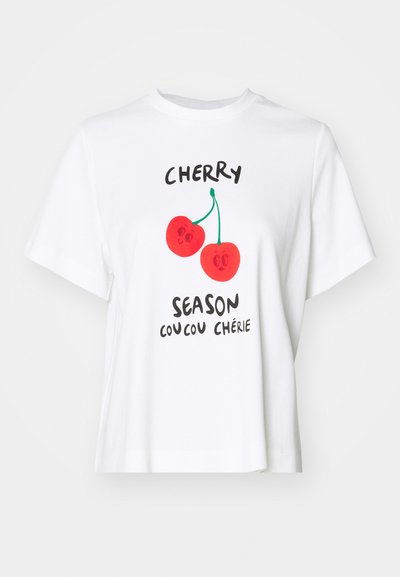 VMSONYA METTE BOX - T-shirt imprimé - snow white print:cherry