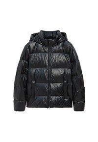 WATER-REPELLENT PUFFER WITH HOOD - Piumino lungo - dark blue