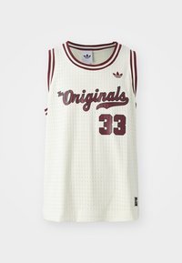 Bela mrežasta brezrokavna majica s maroon detajli, besedilom "The Originals", številko 33 in majhnim logotipom na levem prsnem delu.