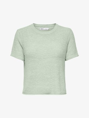Light green short-sleeve knitted crop top with round neckline and textured fabric from the brand ONLY.