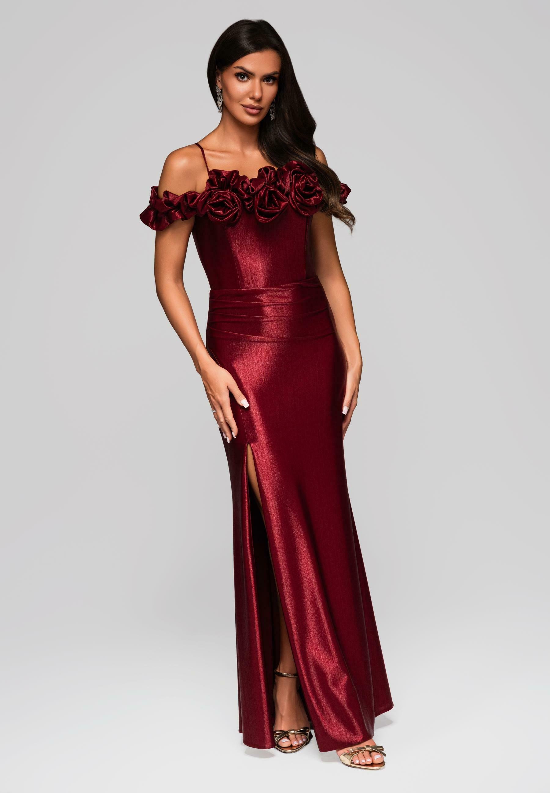 red and black bodycon dress Nushrratt Bharuccha in our Burgundy Ombre Draped Gown XL main image 0