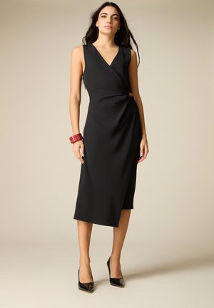 MIDI A PORTAFOGLIO - Freizeitkleid - nero