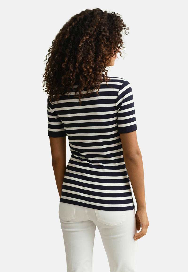 GANT STRIPED - Triko s potiskem - evening blue