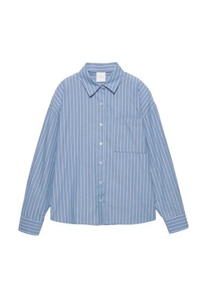 STRIPED WITH FRONT POCKET - Bluza s gumbima - light blue