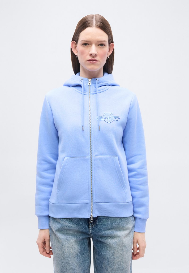 GANT TONAL SHIELD ZIP HOODIE - Mikina na zip - palace blue